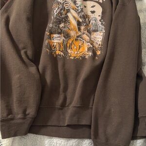Men's Brown Halloween Graphic Crewneck Sweatshirt